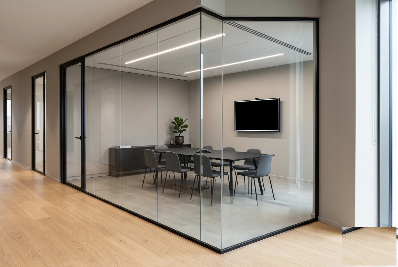 Sala de reunião corporativa entregue pela NA Gestão